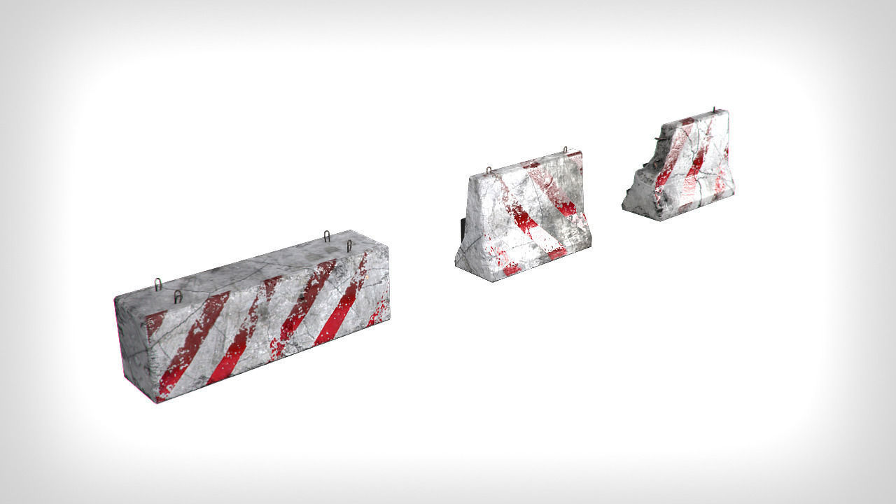 Road Blocks Low-poly 3D model_1