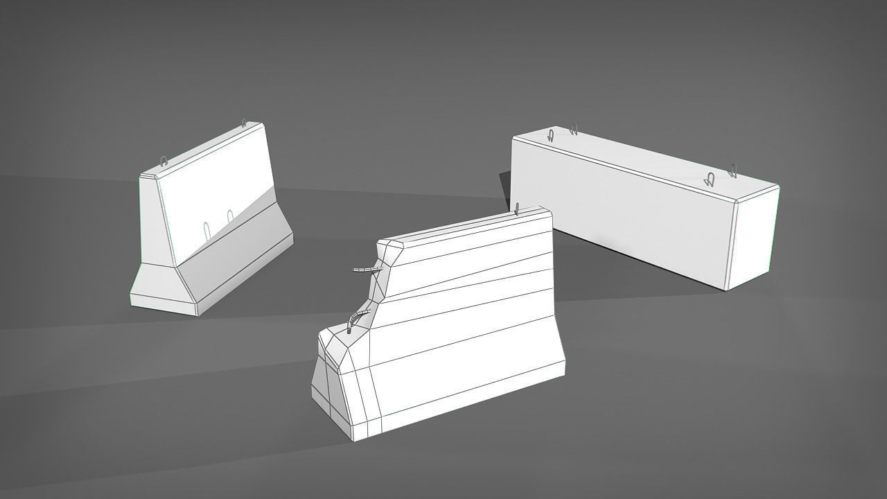 Road Blocks Low-poly 3D model_5