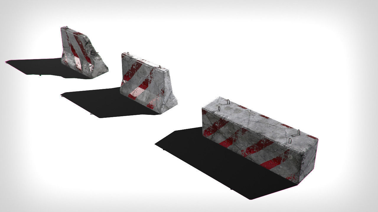 Road Blocks Low-poly 3D model_4