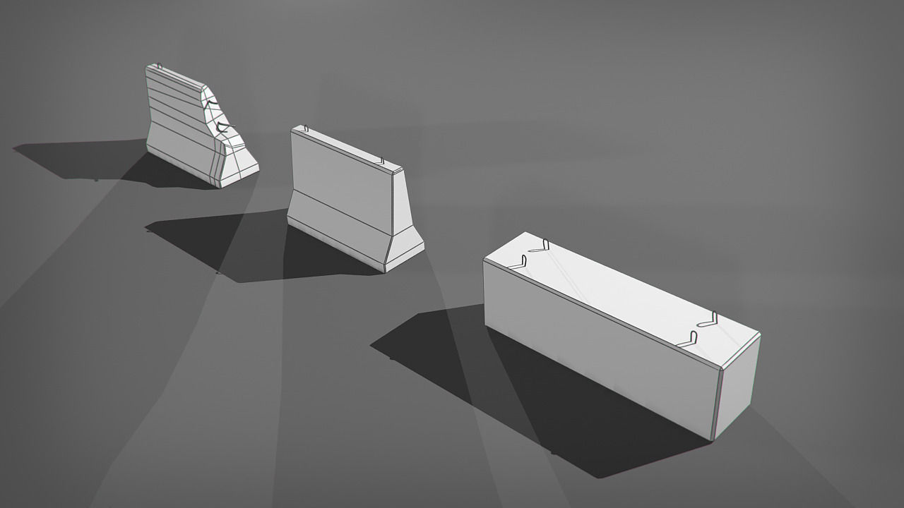 Road Blocks Low-poly 3D model_9