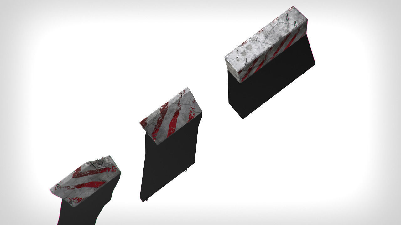 Road Blocks Low-poly 3D model_3