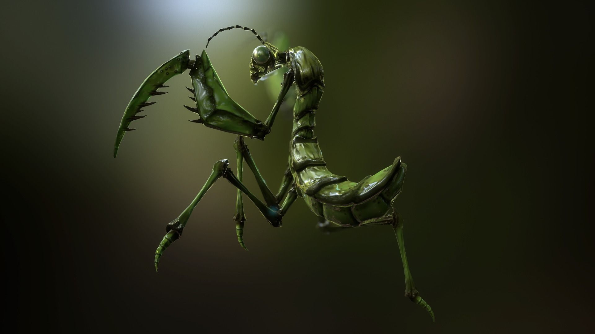 Praying Mantis Low-poly 3D model_3