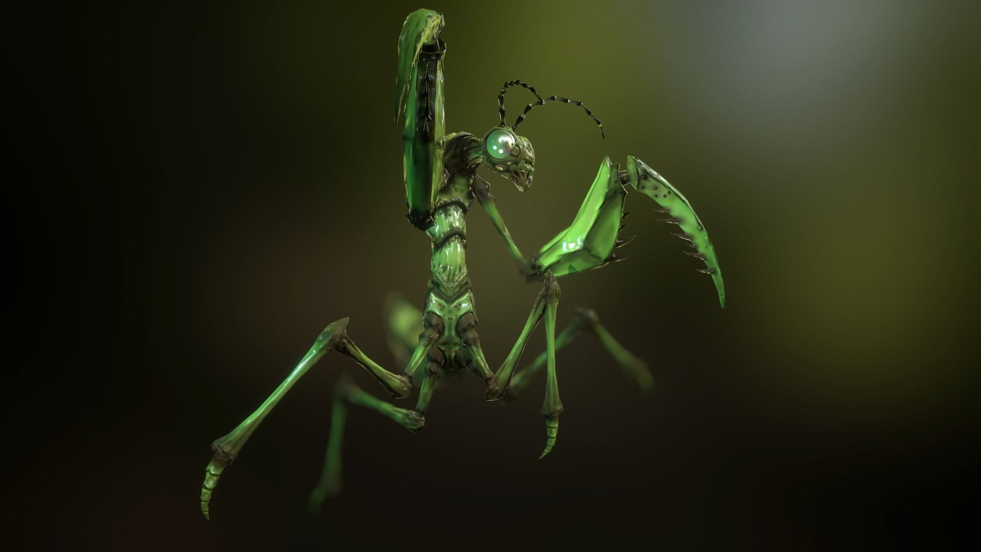 Praying Mantis Low-poly 3D model_0