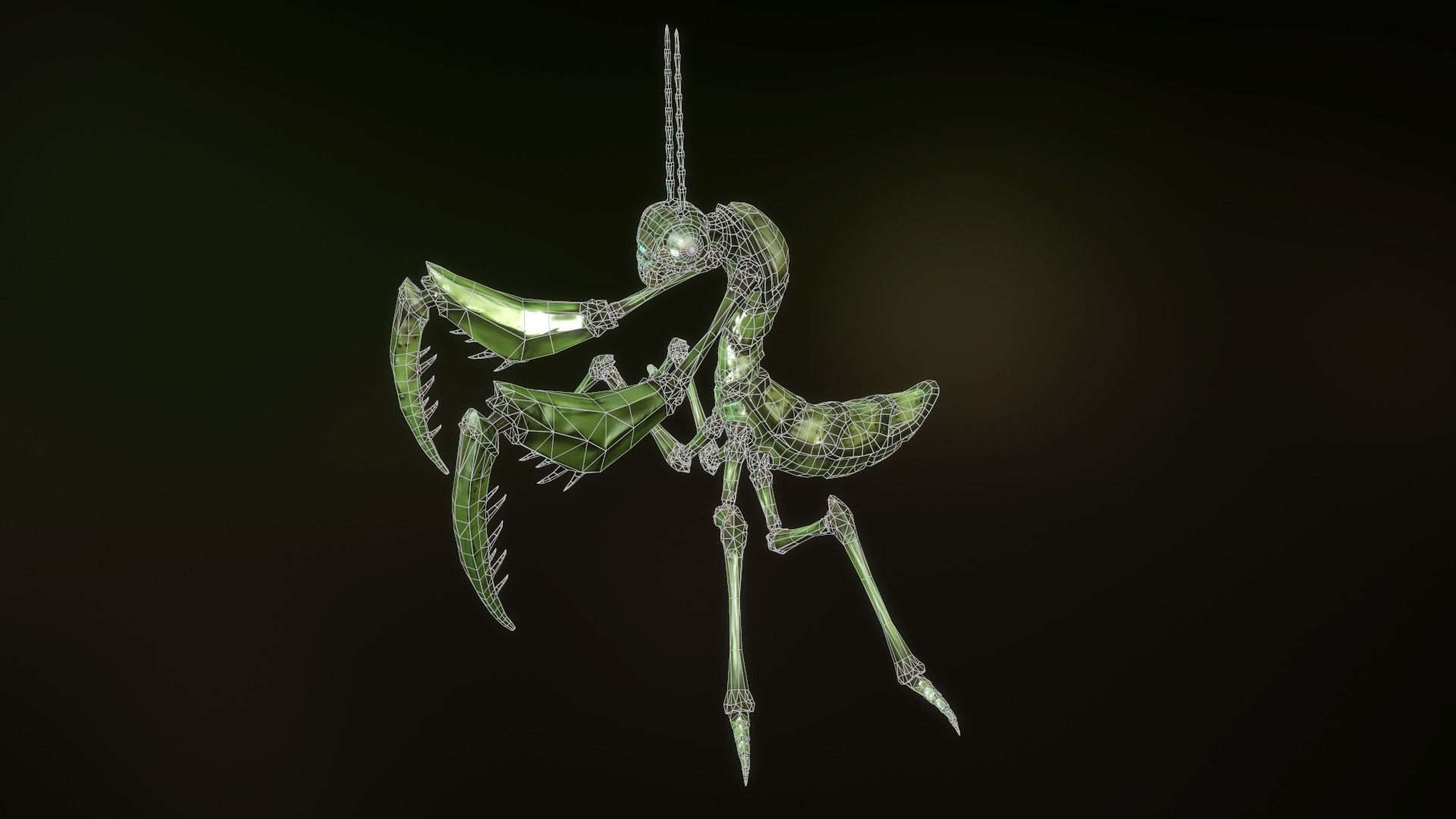 Praying Mantis Low-poly 3D model_7