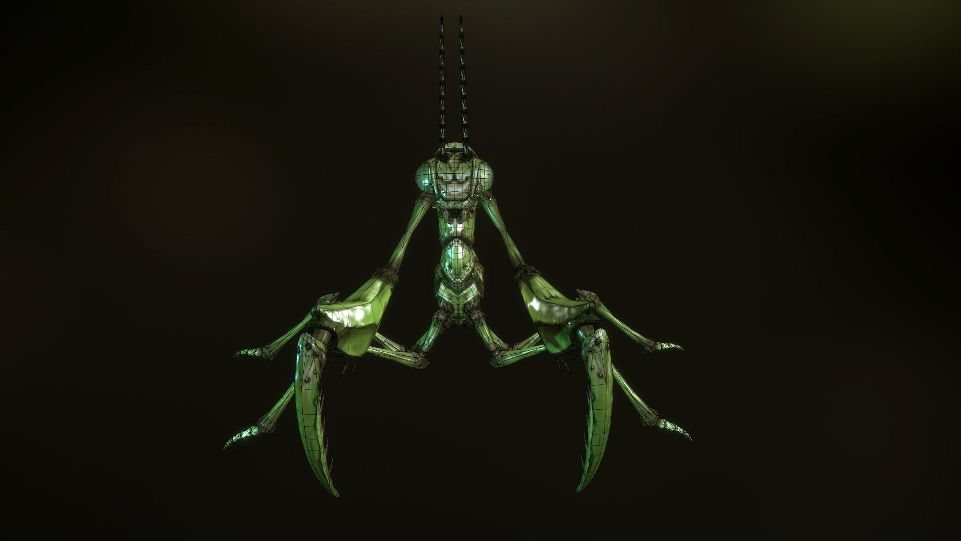 Praying Mantis Low-poly 3D model_6