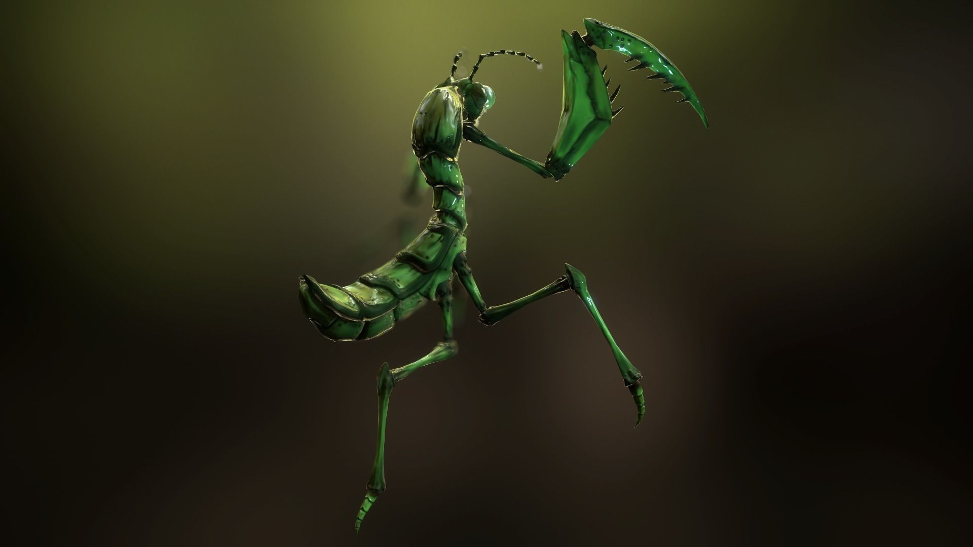 Praying Mantis Low-poly 3D model_4