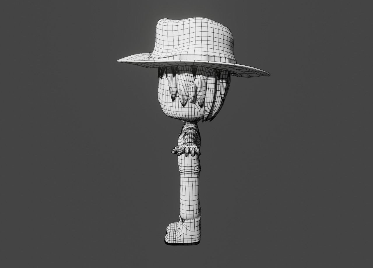 western sheriff- anime sheriff - cowboy Low-poly 3D model_6