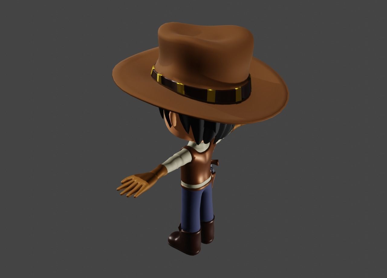 western sheriff- anime sheriff - cowboy Low-poly 3D model_8