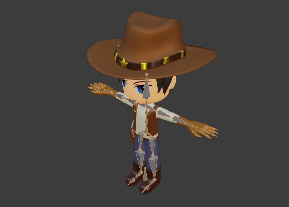 western sheriff- anime sheriff - cowboy Low-poly 3D model_4