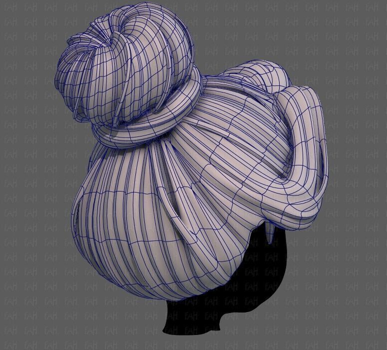 3D Hair style for girl V92 Low-poly 3D model_12