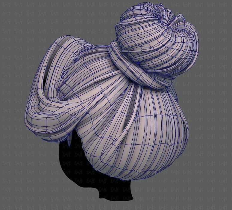 3D Hair style for girl V92 Low-poly 3D model_14