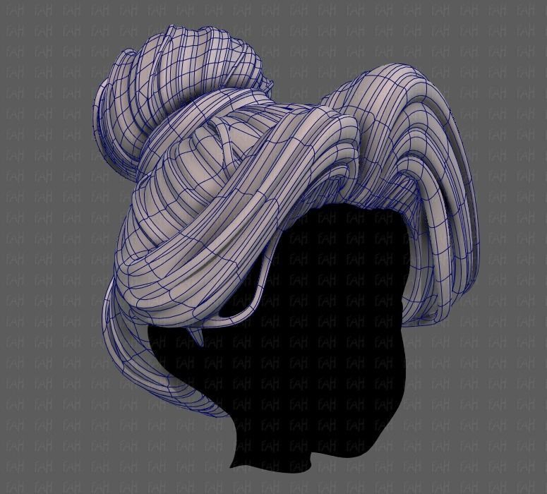 3D Hair style for girl V92 Low-poly 3D model_10