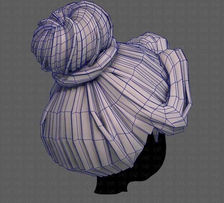 3D Hair style for girl V92 Low-poly 3D model_28