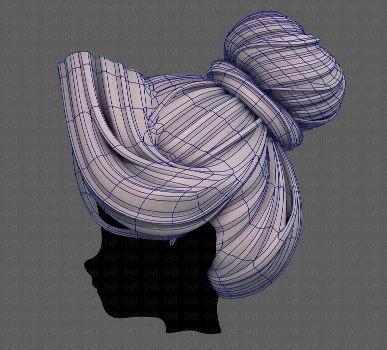 3D Hair style for girl V92 Low-poly 3D model_15