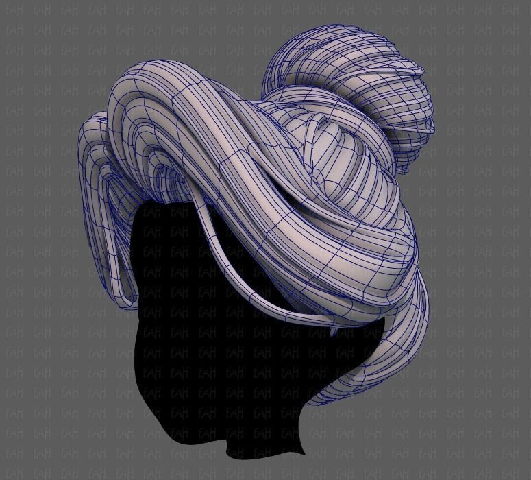 3D Hair style for girl V92 Low-poly 3D model_16
