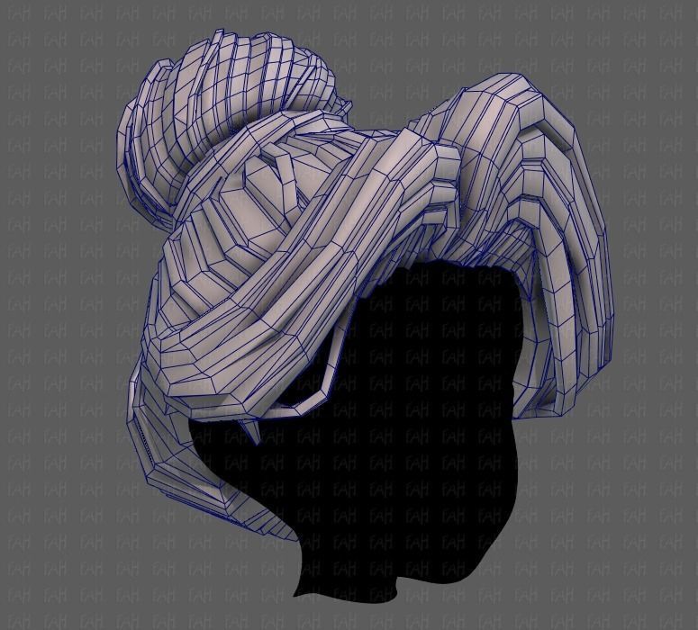 3D Hair style for girl V92 Low-poly 3D model_26