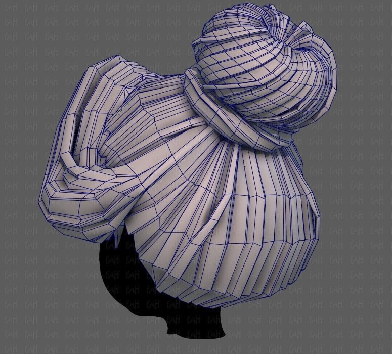 3D Hair style for girl V92 Low-poly 3D model_30