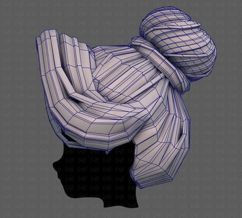 3D Hair style for girl V92 Low-poly 3D model_31