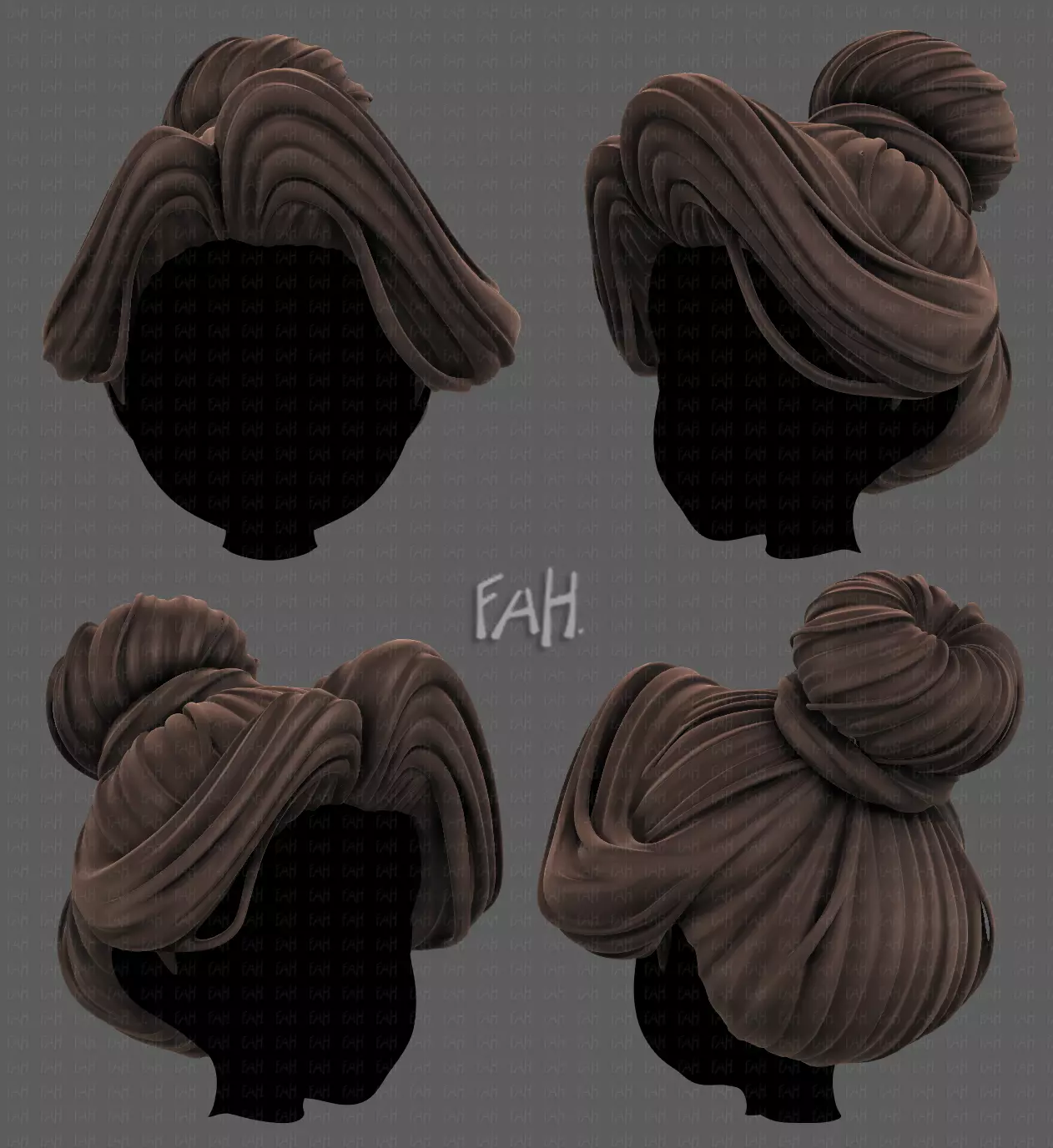 3D Hair style for girl V92 Low-poly 3D model_0