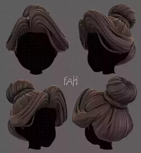 3D Hair style for girl V92 Low-poly 3D model