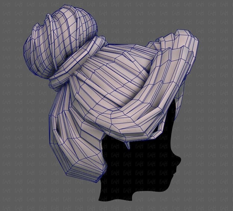 3D Hair style for girl V92 Low-poly 3D model_27