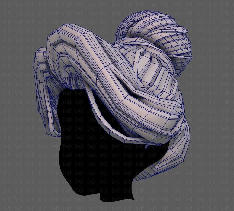 3D Hair style for girl V92 Low-poly 3D model_32