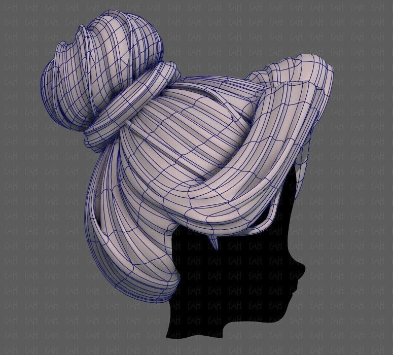 3D Hair style for girl V92 Low-poly 3D model_11