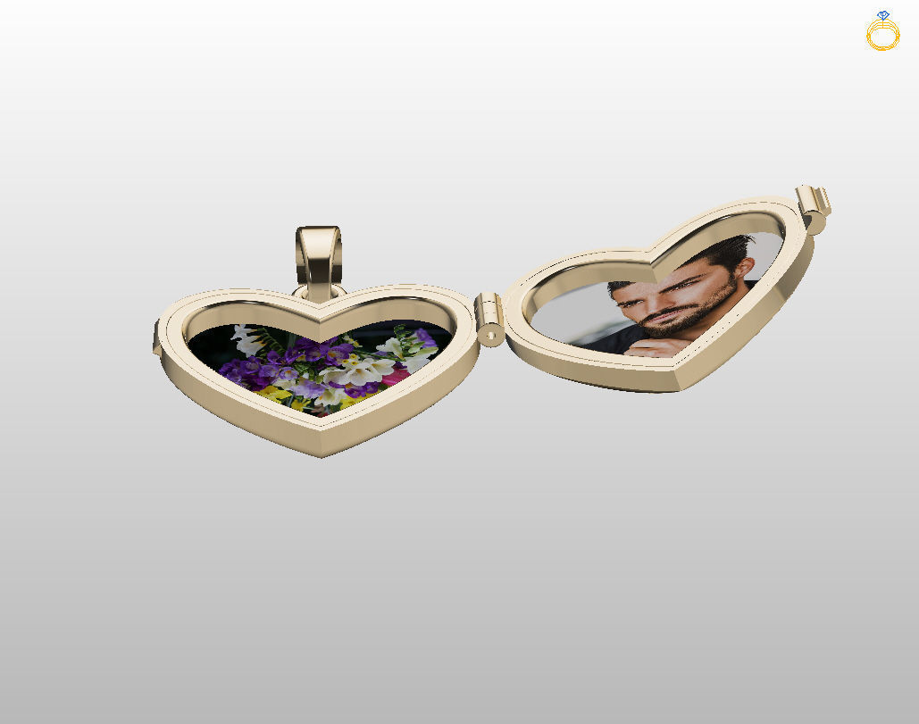 Pedant photo frame heart 3D print model_10