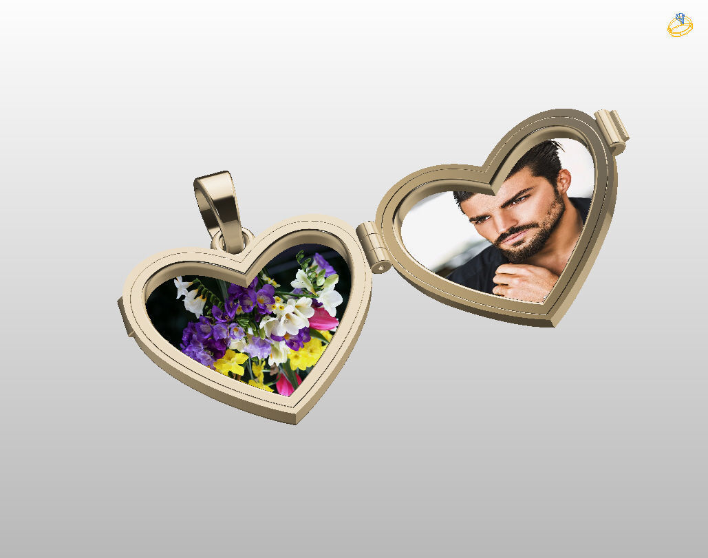 Pedant photo frame heart 3D print model_4