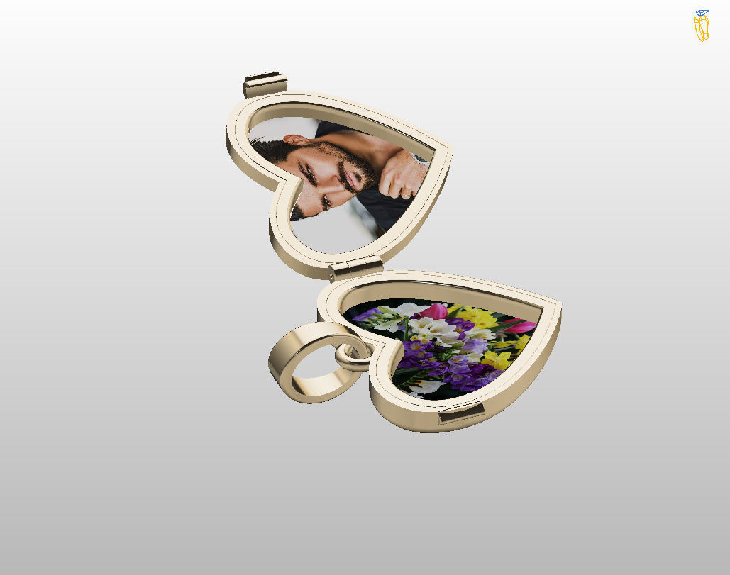 Pedant photo frame heart 3D print model_14