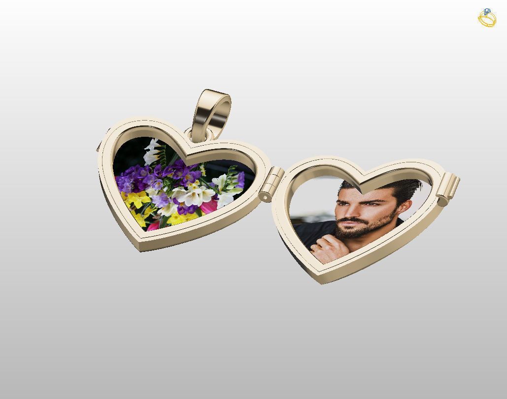 Pedant photo frame heart 3D print model_5
