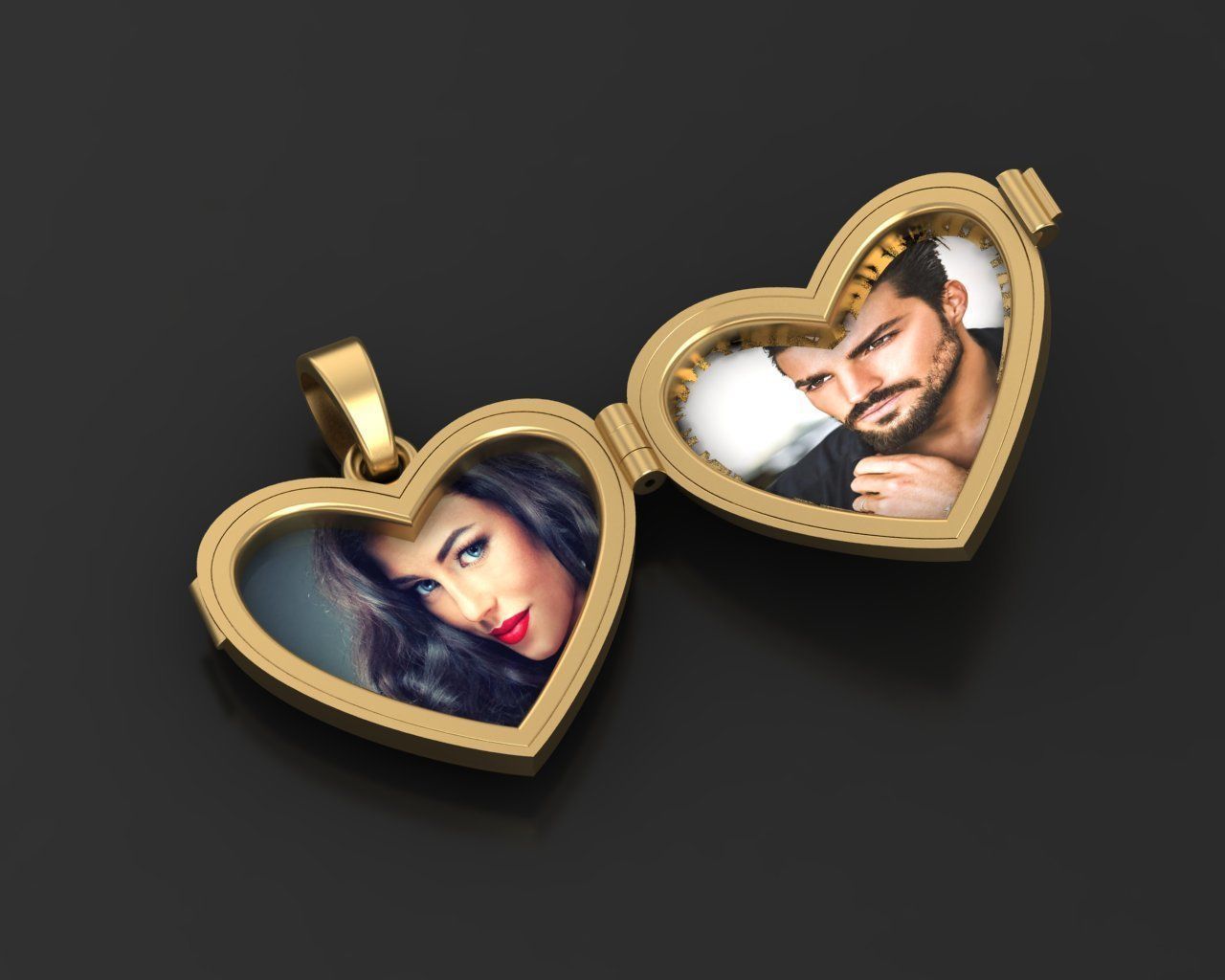 Pedant photo frame heart 3D print model_1