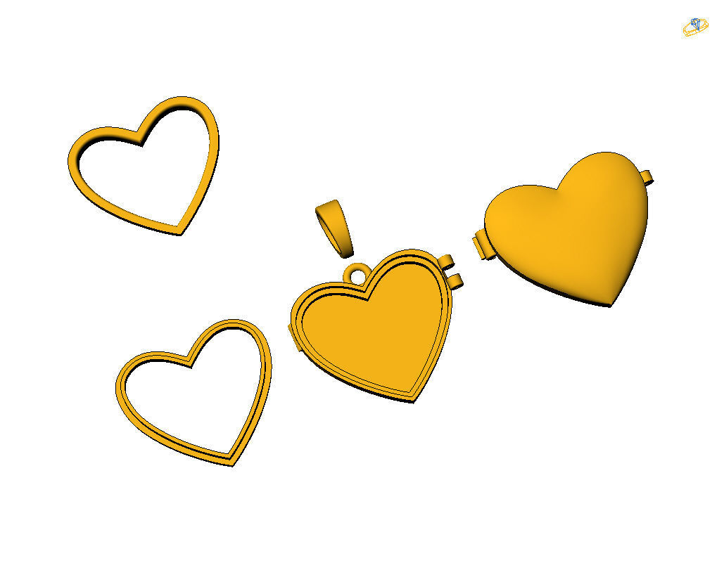 Pedant photo frame heart 3D print model_7