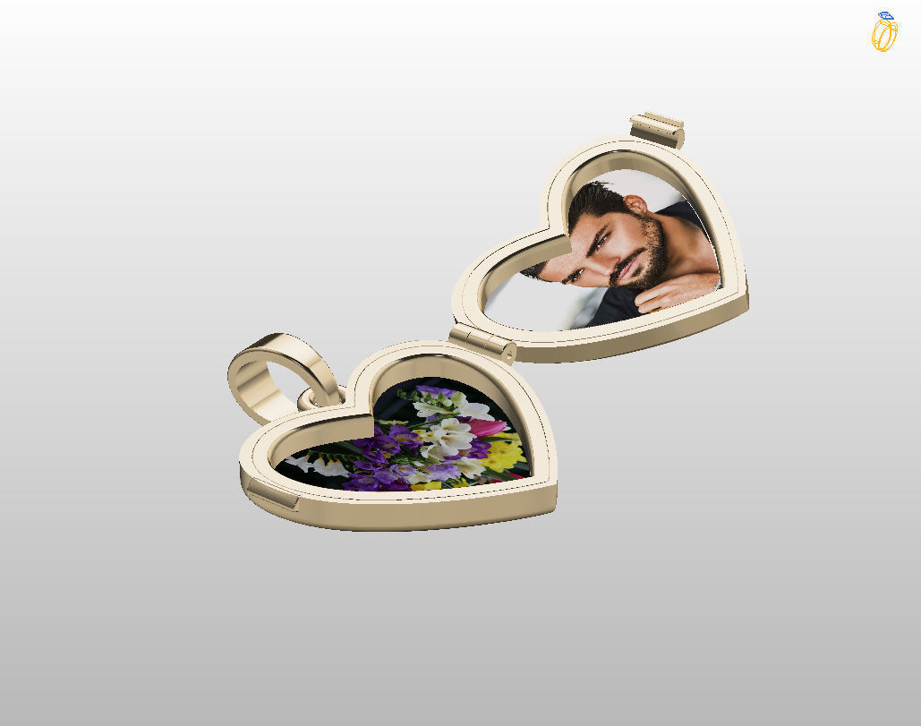 Pedant photo frame heart 3D print model_13