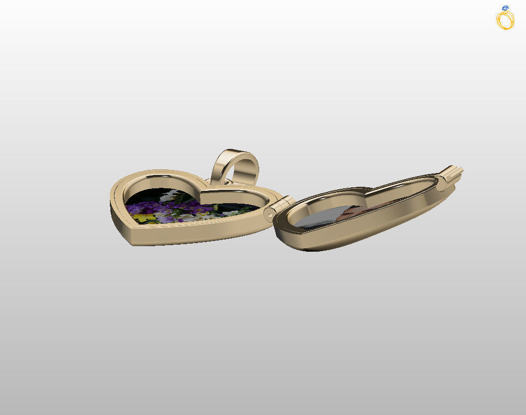 Pedant photo frame heart 3D print model_8