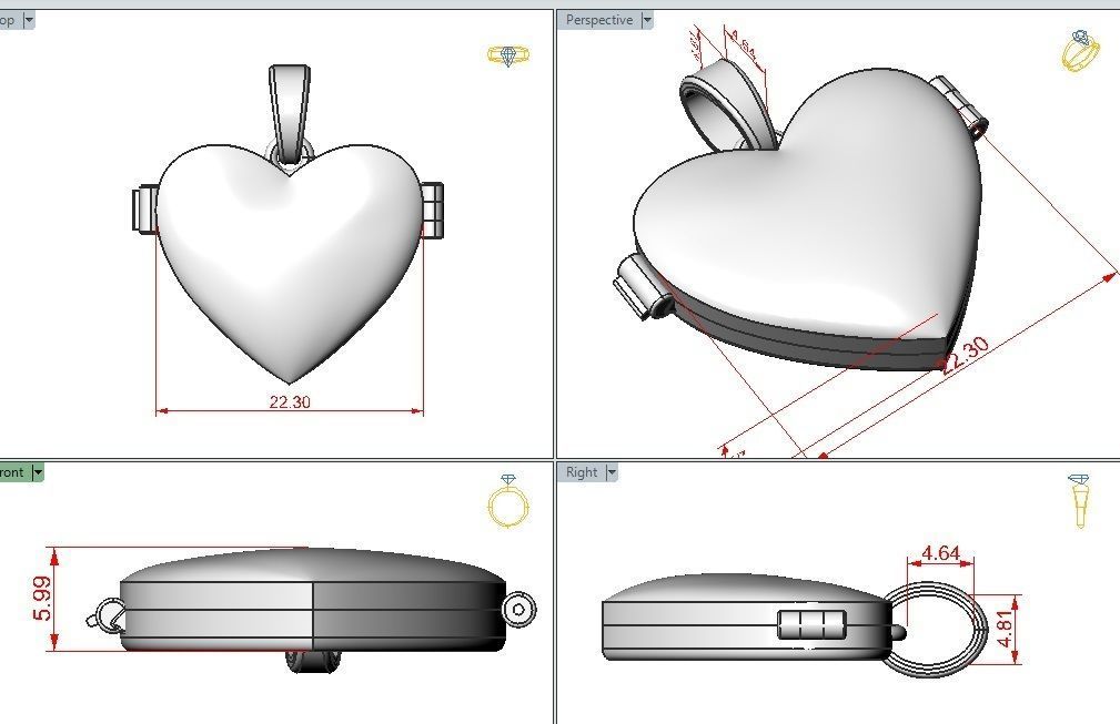 Pedant photo frame heart 3D print model_2