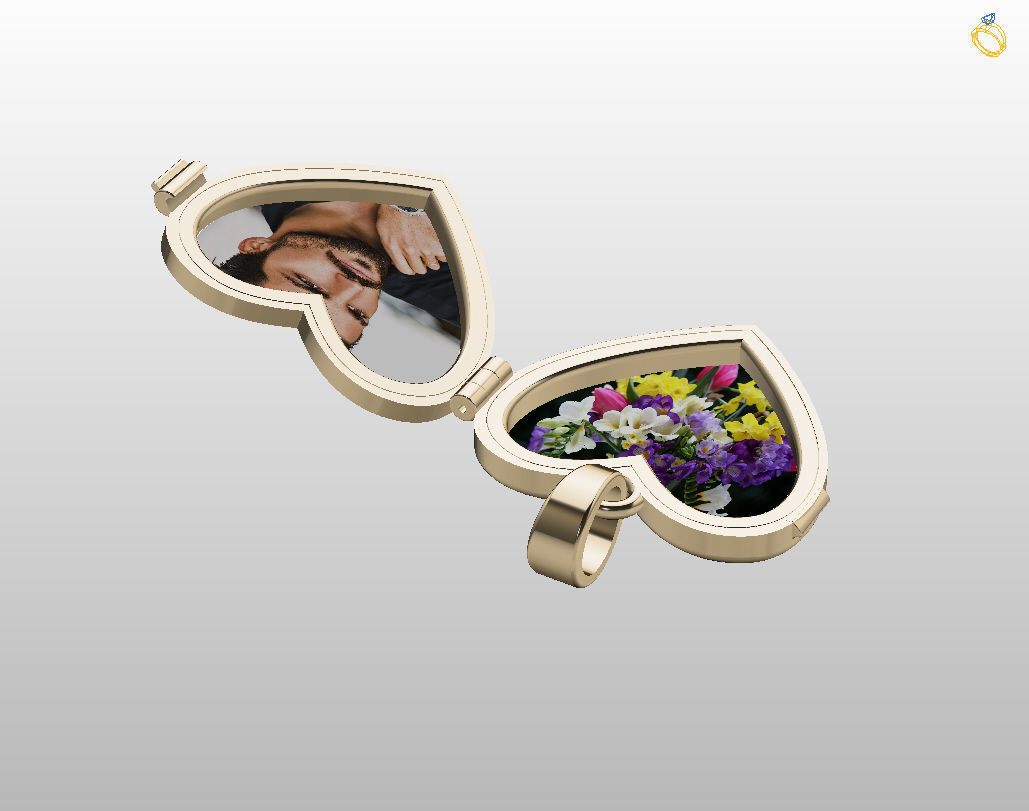 Pedant photo frame heart 3D print model_15