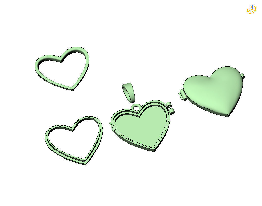 Pedant photo frame heart 3D print model_9