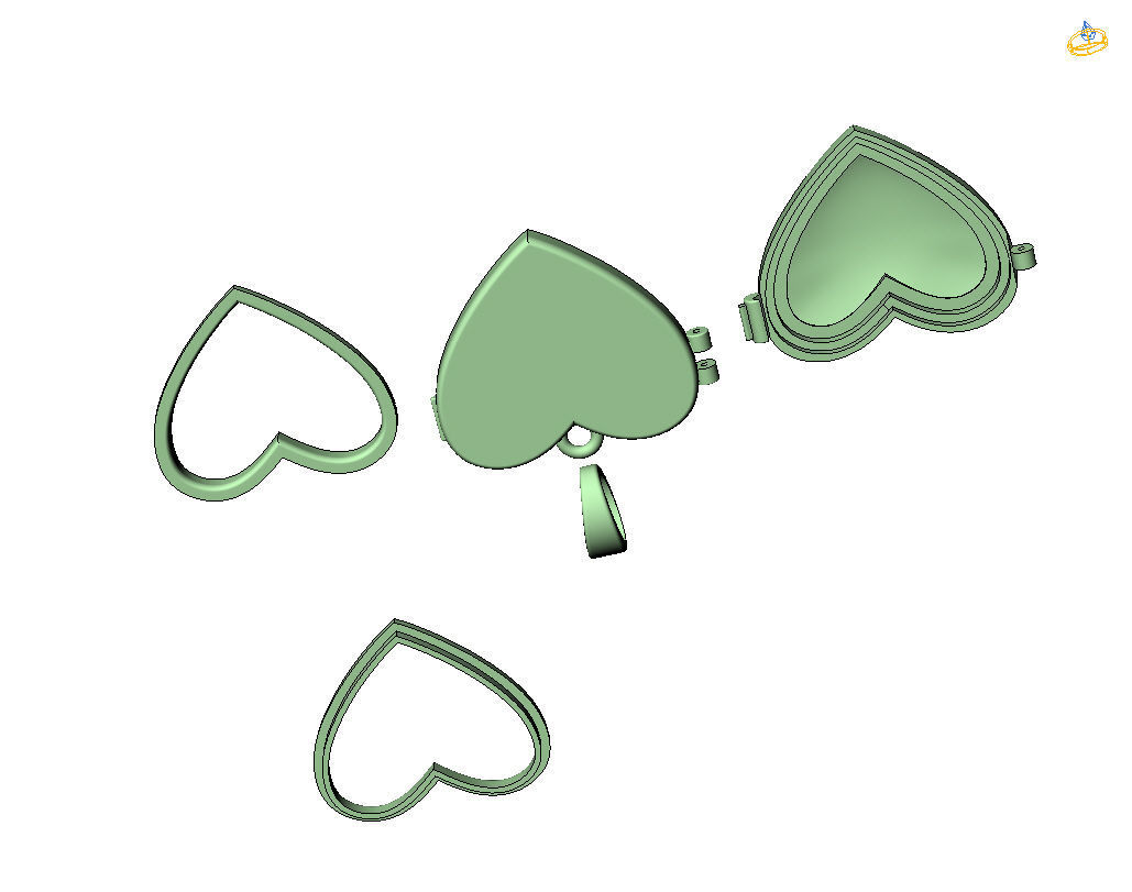 Pedant photo frame heart 3D print model_45