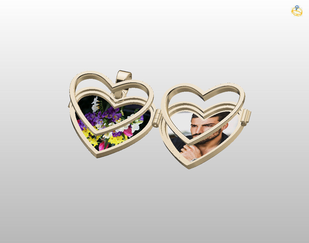 Pedant photo frame heart 3D print model_19