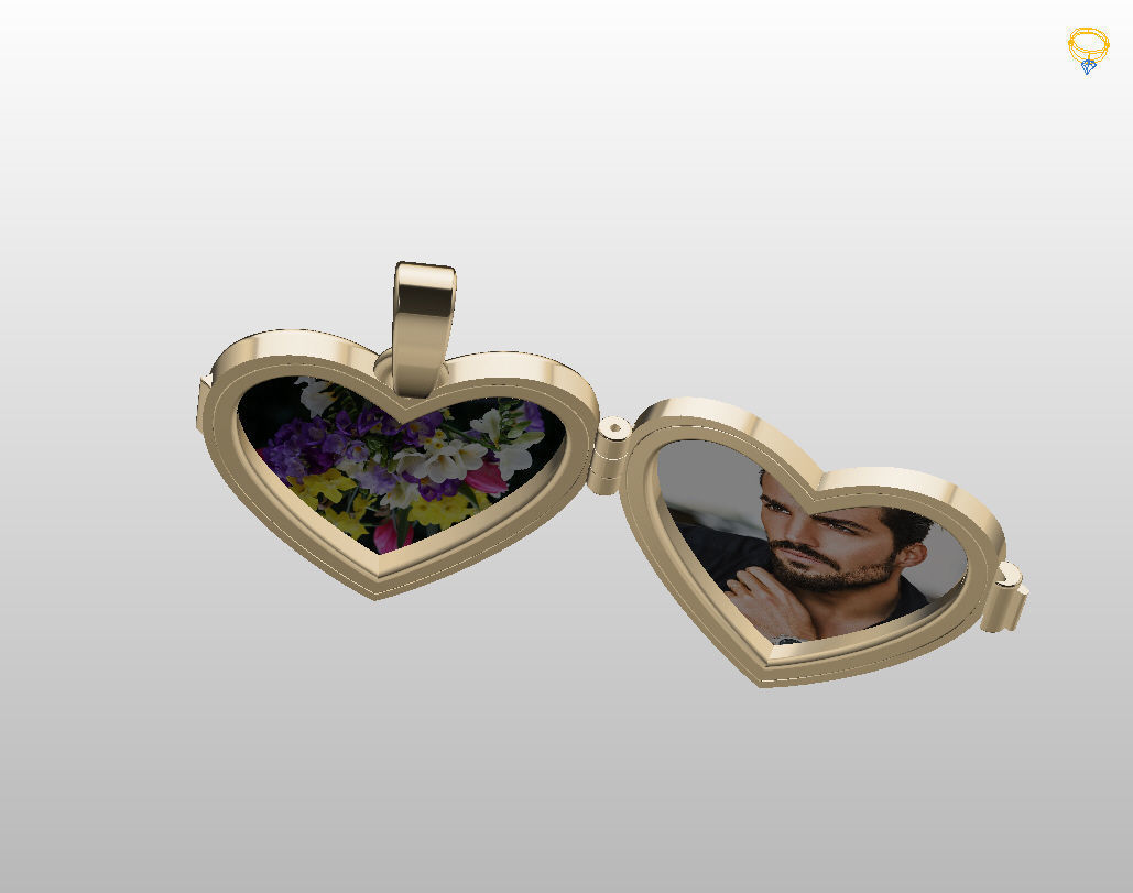 Pedant photo frame heart 3D print model_18