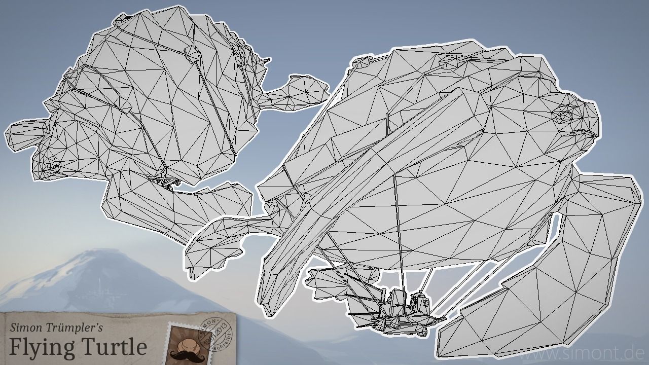 Flying Turtle Low-poly 3D model_3