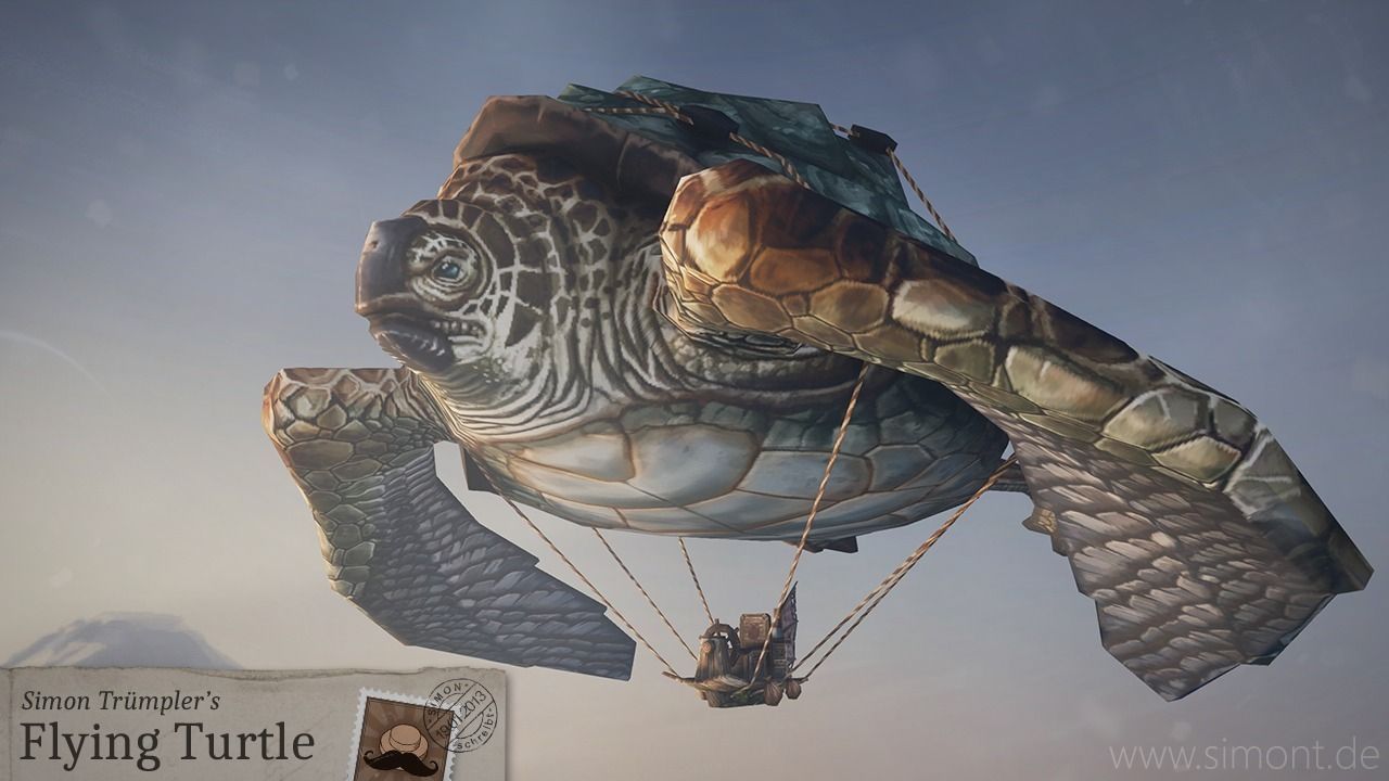 Flying Turtle Low-poly 3D model_0