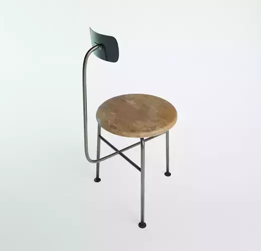 barstool chair with metal frame and wooden seat