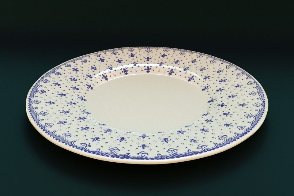 La Cartuja de Sevilla Flor de Lis Ceramic Crockery 3D model_6