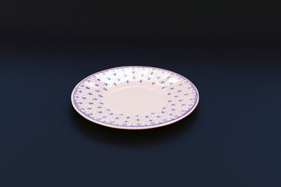 La Cartuja de Sevilla Flor de Lis Ceramic Crockery 3D model_7