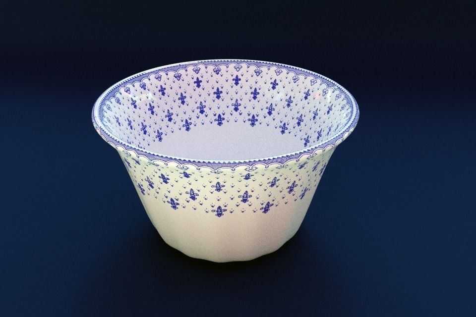 La Cartuja de Sevilla Flor de Lis Ceramic Crockery 3D model_4