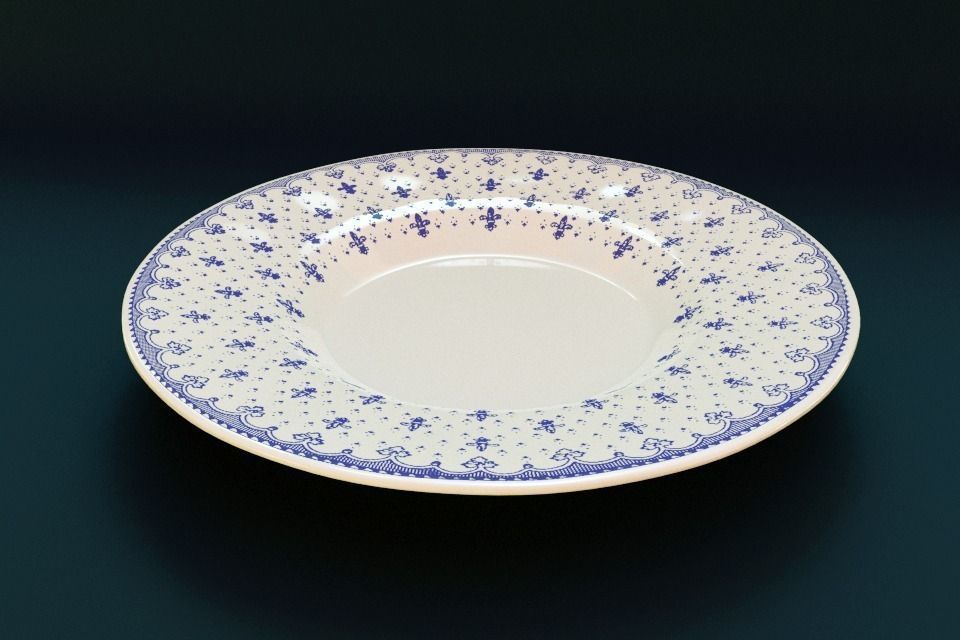 La Cartuja de Sevilla Flor de Lis Ceramic Crockery 3D model_5