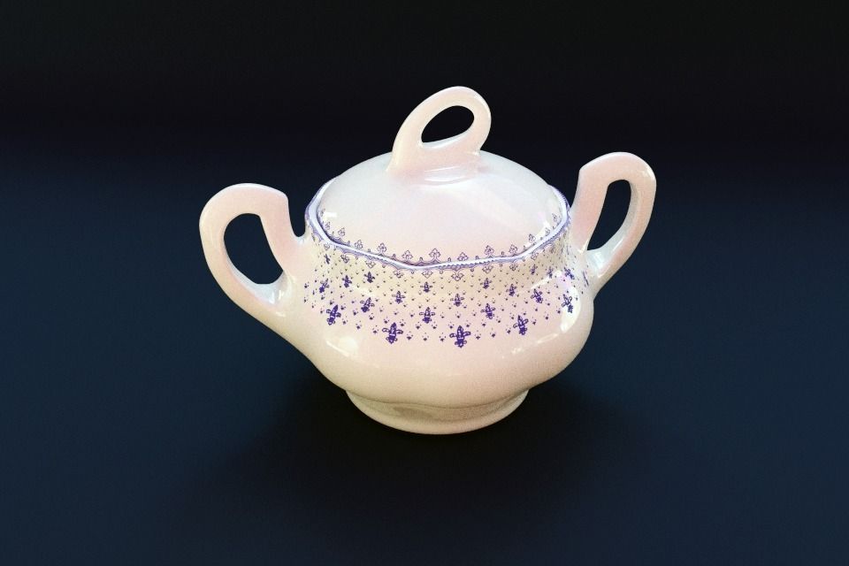 La Cartuja de Sevilla Flor de Lis Ceramic Crockery 3D model_3