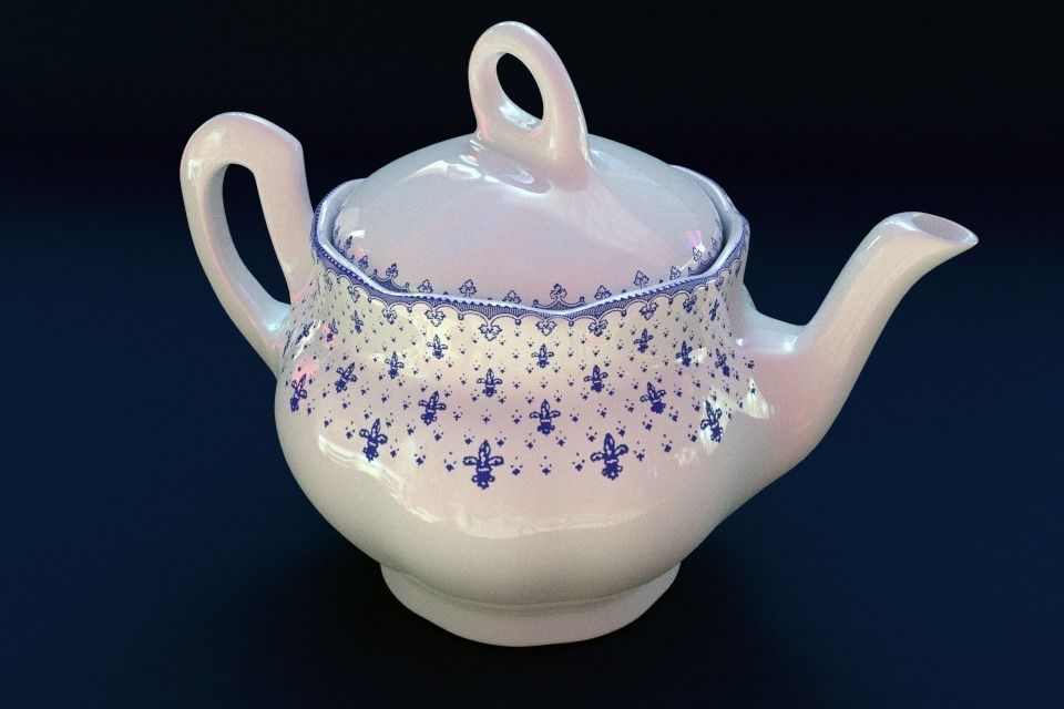 La Cartuja de Sevilla Flor de Lis Ceramic Crockery 3D model_1